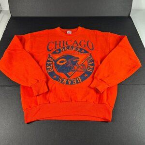 VTG 80s NFL Chicago Bears Football Sweatshirt Medium Orange Big Logo Crewneck